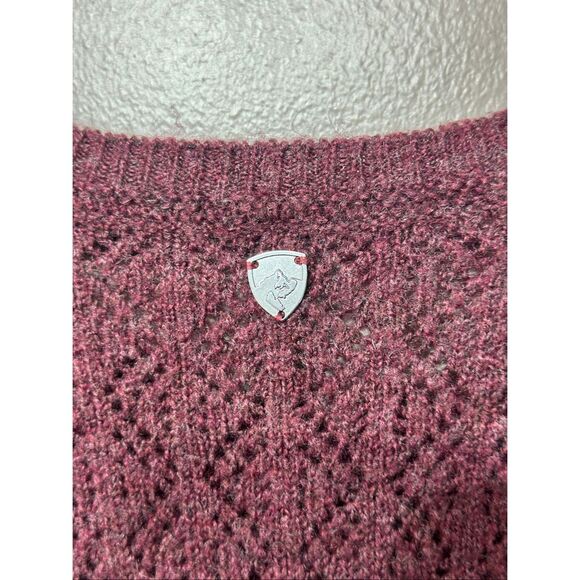 NWOT Kühl Sonata Pointelle Merino Wool Blend Knitted Maroon Sweater Women's L - Picture 11 of 11